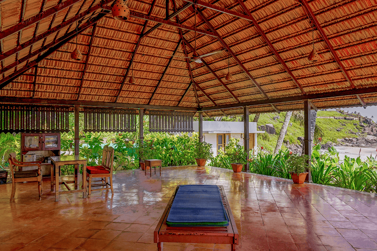 Nattika Beach Ayurveda Resort traditional Kerala villa with sea view verandah Thrissur