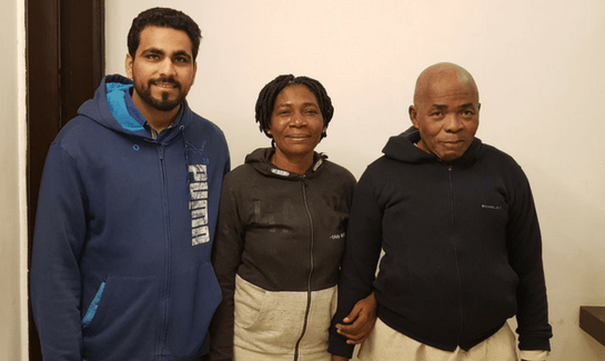 Kelement Ilobe Aninye from Nigeria with Vaidam's executive, Heart Bypass Surgery in India