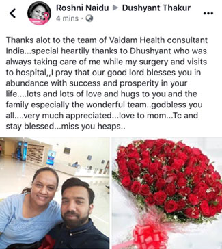 Kind words for Roshni Naidu for Vaidam Health Kind words for Roshni Naidu for Vaidam Health